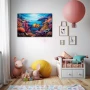 Wall Art titled: Reef of Life in a Horizontal format with: Blue, Sky blue, and Orange Colors; Decoration the Nursery wall