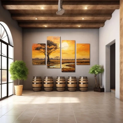 Wall Art titled: Twilight Guardian in a Horizontal format with: white, Grey, and Monochromatic Colors; Decoration the Winery wall