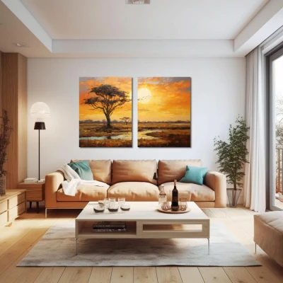 Wall Art titled: Twilight Guardian in a Horizontal format with: white, Grey, and Monochromatic Colors; Decoration the Above Couch wall
