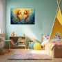 Wall Art titled: Intertwined Coral Whispers in a Horizontal format with: and Orange Colors; Decoration the Nursery wall