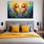 Wall Art titled: Intertwined Coral Whispers in a Horizontal format with: and Orange Colors; Decoration the Bedroom wall