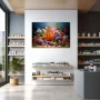 Wall Art titled: Ocean Fantasy in a Horizontal format with: Blue, Orange, Pink, and Vivid Colors; Decoration the Pharmacy wall