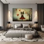 Wall Art titled: Whiskers in Wonderland in a Horizontal format with: Grey, and Red Colors; Decoration the Bedroom wall