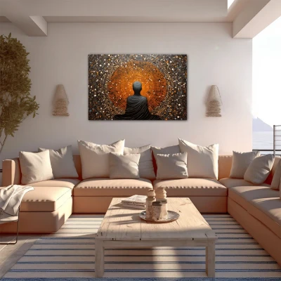 Wall Art titled: My Center in a  format with: Grey, and Orange Colors; Decoration the Apartamento en la playa wall