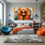 Wall Art titled: Femme Fleur in a Horizontal format with: Grey, and Orange Colors; Decoration the Teenage wall