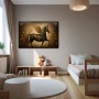 Wall Art titled: Dreamlike Gallop in a Horizontal format with: Golden, and Brown Colors; Decoration the Nursery wall