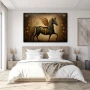 Wall Art titled: Dreamlike Gallop in a Horizontal format with: Golden, and Brown Colors; Decoration the Bedroom wall