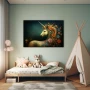 Wall Art titled: Essence of Fantasy in a Horizontal format with: Blue, and Orange Colors; Decoration the Nursery wall