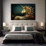 Wall Art titled: Essence of Fantasy in a Horizontal format with: Blue, and Orange Colors; Decoration the Bedroom wall