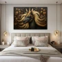Wall Art titled: The Unicorn Enigma in a Horizontal format with: Golden, and Brown Colors; Decoration the Bedroom wall