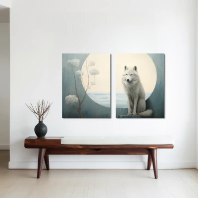Wall Art titled: Twilight Guardian in a Horizontal format with: white, Grey, and Monochromatic Colors; Decoration the White Wall wall