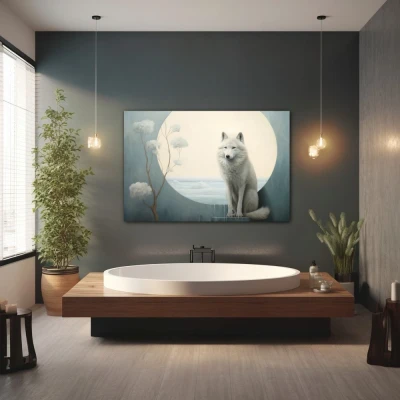 Wall Art titled: Twilight Guardian in a  format with: white, Grey, and Monochromatic Colors; Decoration the Wellbeing wall