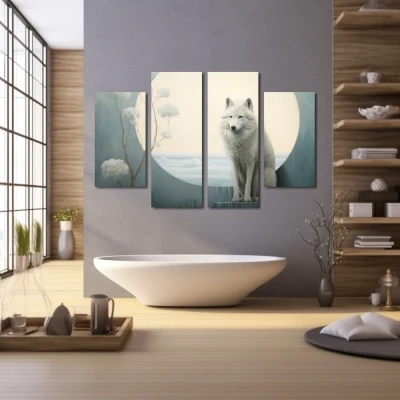 Wall Art titled: Twilight Guardian in a Horizontal format with: white, Grey, and Monochromatic Colors; Decoration the Wellbeing wall