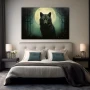 Wall Art titled: The Soul of the Night in a Horizontal format with: white, Black, and Green Colors; Decoration the Bedroom wall