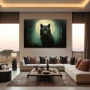 Wall Art titled: The Soul of the Night in a Horizontal format with: white, Black, and Green Colors; Decoration the Living Room wall