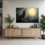 Wall Art titled: Ancestral Lunar Chant in a Horizontal format with: white, Grey, and Monochromatic Colors; Decoration the Sideboard wall