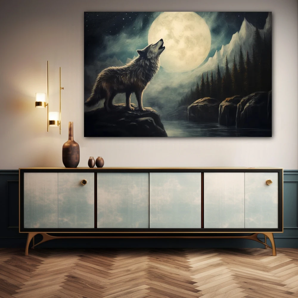 Wall Art titled: Omen of Dawn in a Horizontal format with: white, Grey, and Monochromatic Colors; Decoration the Sideboard wall