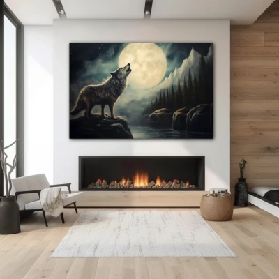 Wall Art titled: Omen of Dawn in a Horizontal format with: white, Grey, and Monochromatic Colors; Decoration the Fireplace wall