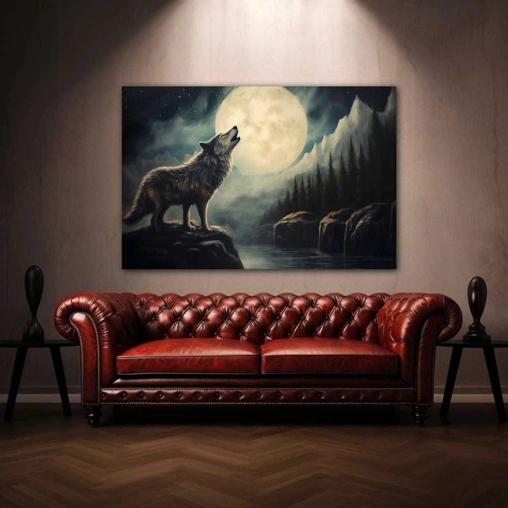 Wall Art titled: Omen of Dawn in a Horizontal format with: white, Grey, and Monochromatic Colors; Decoration the Above Couch wall