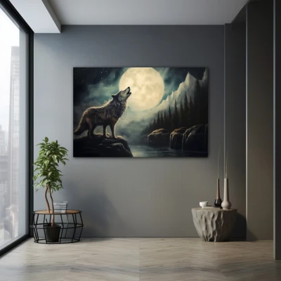 Wall Art titled: Omen of Dawn in a Horizontal format with: white, Grey, and Monochromatic Colors; Decoration the Grey Walls wall