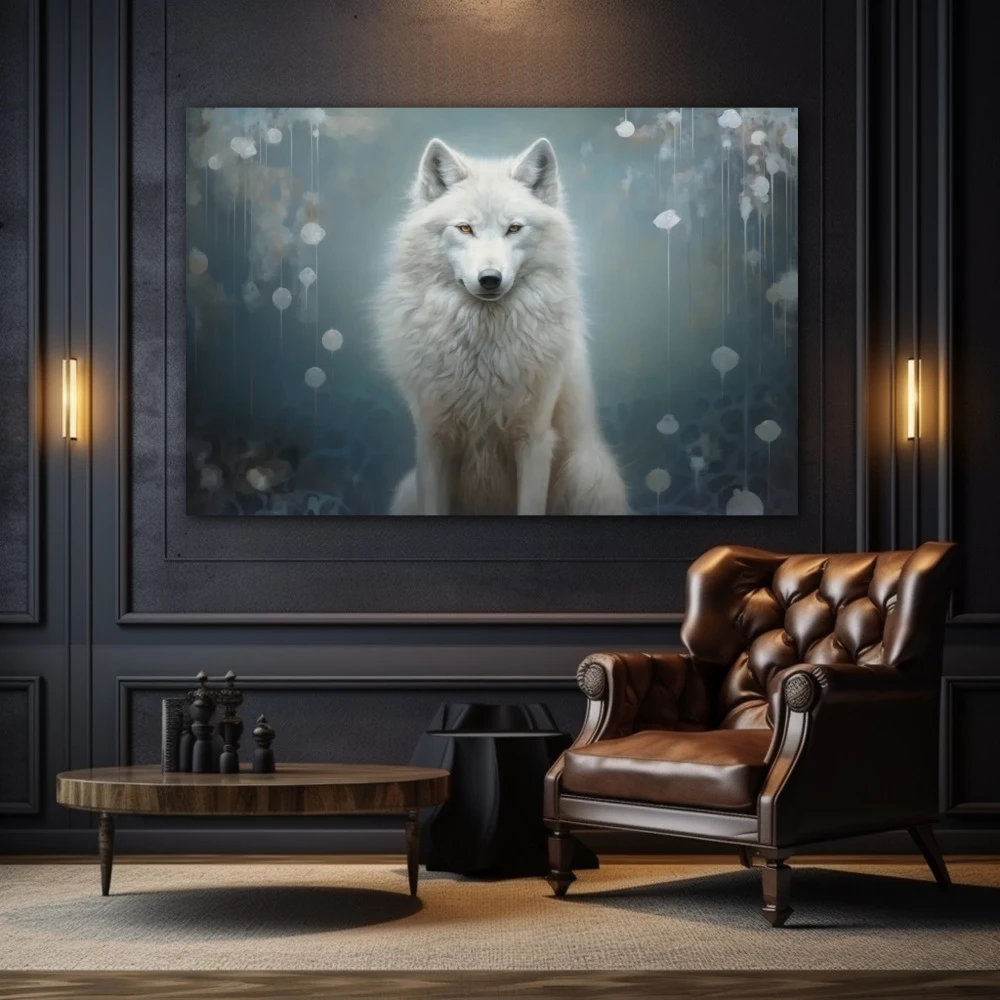 Wall Art titled: Emissary of the Wind in a Horizontal format with: Blue, white, and Monochromatic Colors; Decoration the Living Room wall