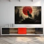 Wall Art titled: Guardian of the Fiery Twilight in a Horizontal format with: Grey, Black, and Red Colors; Decoration the Sideboard wall