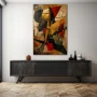 Wall Art titled: Architecture of Time in a Vertical format with: Golden, Brown, and Red Colors; Decoration the Sideboard wall