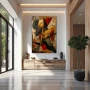Wall Art titled: Architecture of Time in a Vertical format with: Golden, Brown, and Red Colors; Decoration the Entryway wall