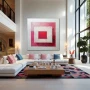 Wall Art titled: Emotional Grid in a Square format with: white, and Pink Colors; Decoration the Living Room wall