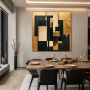 Wall Art titled: Golden Fragments of Eternity in a Square format with: Golden, and Black Colors; Decoration the Living Room wall