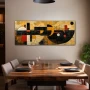 Wall Art titled: Reflections of a Divergent Cosmos in a Elongated format with: Brown, Mustard, and Black Colors; Decoration the Living Room wall
