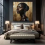 Wall Art titled: Amara Dior in a Square format with: Golden, Brown, and Black Colors; Decoration the Bedroom wall