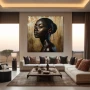 Wall Art titled: Amara Dior in a Square format with: Golden, Brown, and Black Colors; Decoration the Living Room wall