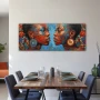 Wall Art titled: Portrait of the Tribal Soul in a Elongated format with: Blue, and Brown Colors; Decoration the Living Room wall