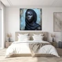 Wall Art titled: Veil of Mystery and Resilience in a Square format with: Blue, Sky blue, and Black Colors; Decoration the Bedroom wall