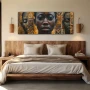 Wall Art titled: A Glimpse Through Time in a Elongated format with: Brown, Mustard, and Black Colors; Decoration the Bedroom wall