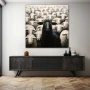 Wall Art titled: Ecce Ovis Nigra in a Square format with: white, Grey, and Black Colors; Decoration the Sideboard wall