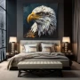 Wall Art titled: Untamed Spirit in a Square format with: Blue, white, and Mustard Colors; Decoration the Bedroom wall