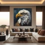 Wall Art titled: Untamed Spirit in a Square format with: Blue, white, and Mustard Colors; Decoration the Living Room wall