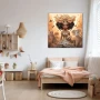 Wall Art titled: The Queen of the Jungle in a Square format with: Beige, and Pastel Colors; Decoration the Teenage wall