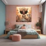 Wall Art titled: The Queen of the Jungle in a Square format with: Beige, and Pastel Colors; Decoration the Bedroom wall