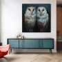 Wall Art titled: Guardians of the Twilight in a Square format with: Blue, white, and Grey Colors; Decoration the Sideboard wall