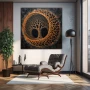 Wall Art titled: Vortex Ancestral in a Square format with: Orange, and Black Colors; Decoration the Living Room wall