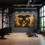 Wall Art titled: Duo of Titans in a Horizontal format with: Golden, Brown, and Red Colors; Decoration the Gym wall
