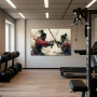 Wall Art titled: The Deadly Feint in a Horizontal format with: Grey, Red, and Beige Colors; Decoration the Gym wall