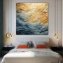 Wall Art titled: Maritime Symphony in a Square format with: Yellow, and Blue Colors; Decoration the Bedroom wall