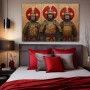 Cuadro Guardianes del Honor en formato horizontal con colores Dorado, Marrón, Rojo; Decorando pared de Habitación dormitorio