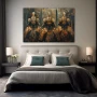 Wall Art titled: Trio of Warrior Spirits in a Horizontal format with: Golden, and Brown Colors; Decoration the Bedroom wall