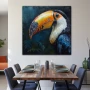 Wall Art titled: Intrepid Tropical Gaze in a Square format with: Blue, Orange, and Navy Blue Colors; Decoration the Living Room wall