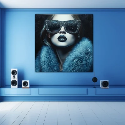 Wall Art titled: Glamour Glass in a  format with: Blue, Sky blue, and Navy Blue Colors; Decoration the Blue Wall wall